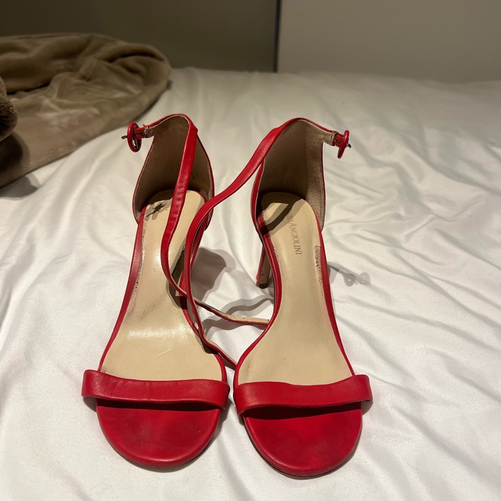 Red Stiletto Heels with Slim Straps
